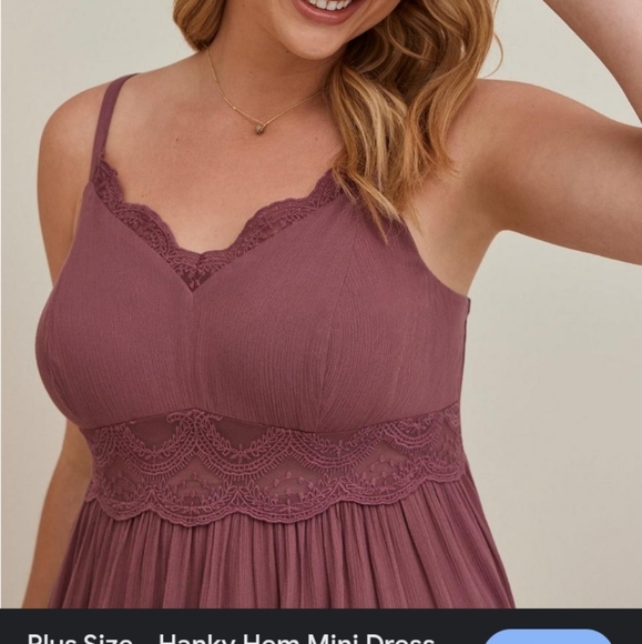 Torrid Mauve Pink Hanky Hem Dress Sz 3 - Picture 3 of 5